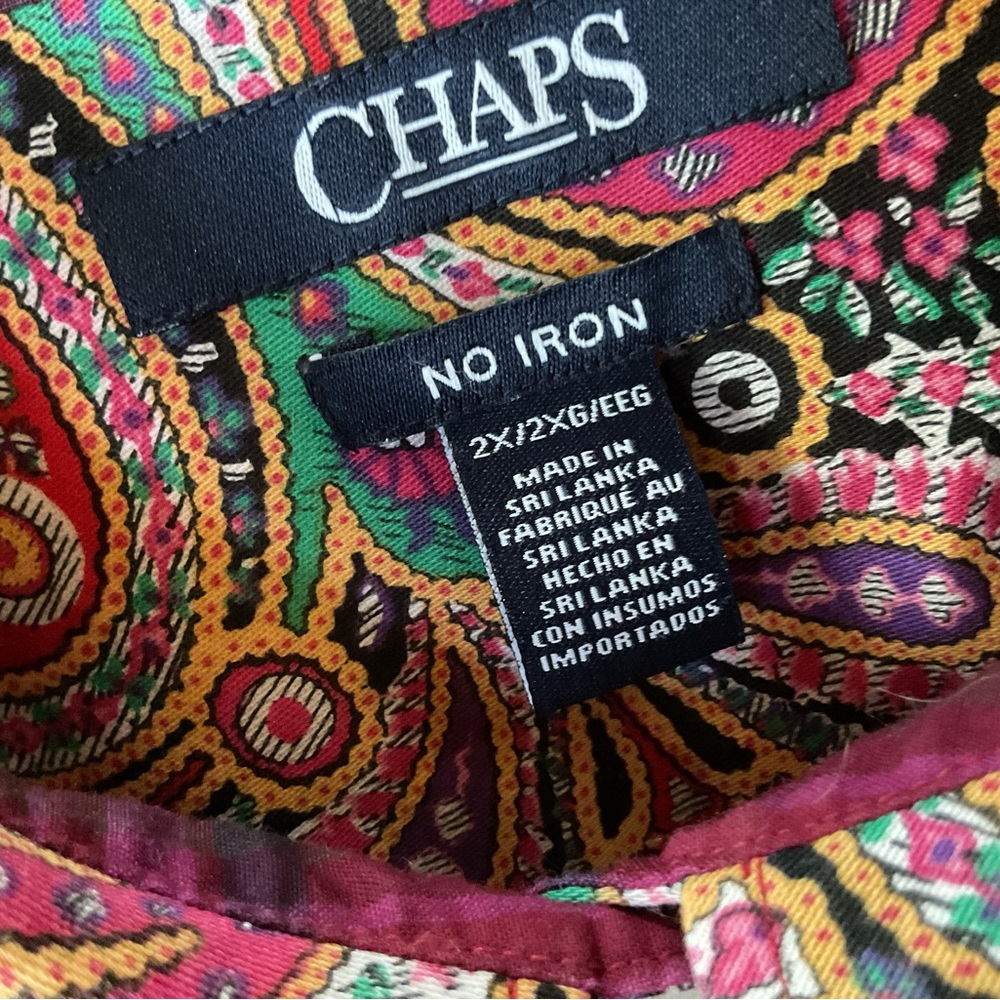 Chaps No Iron Paisley Button Down Shirt Size 2X - Picture 8 of 8